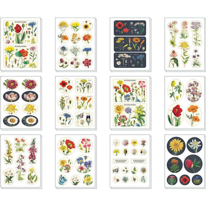 Default Cavallini Sticker Tin Set, Wildflowers