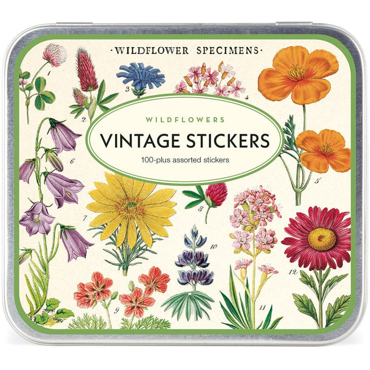 Default Cavallini Sticker Tin Set, Wildflowers
