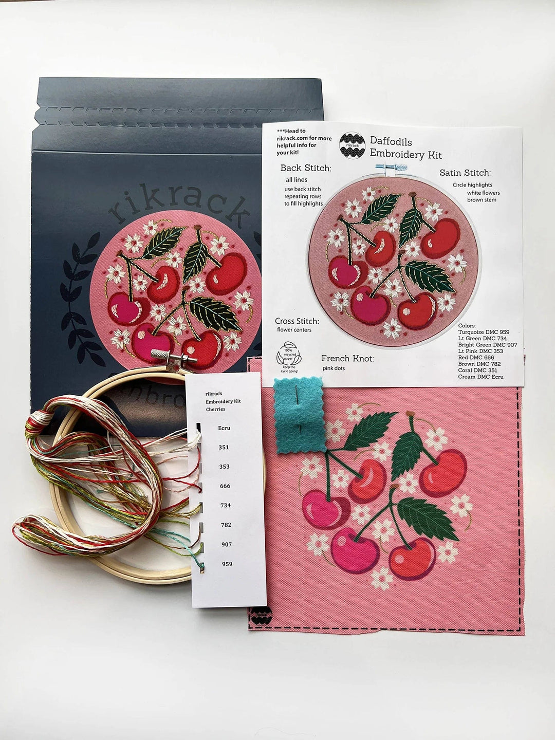 Default Cherries Embroidery Kits - Rikrack