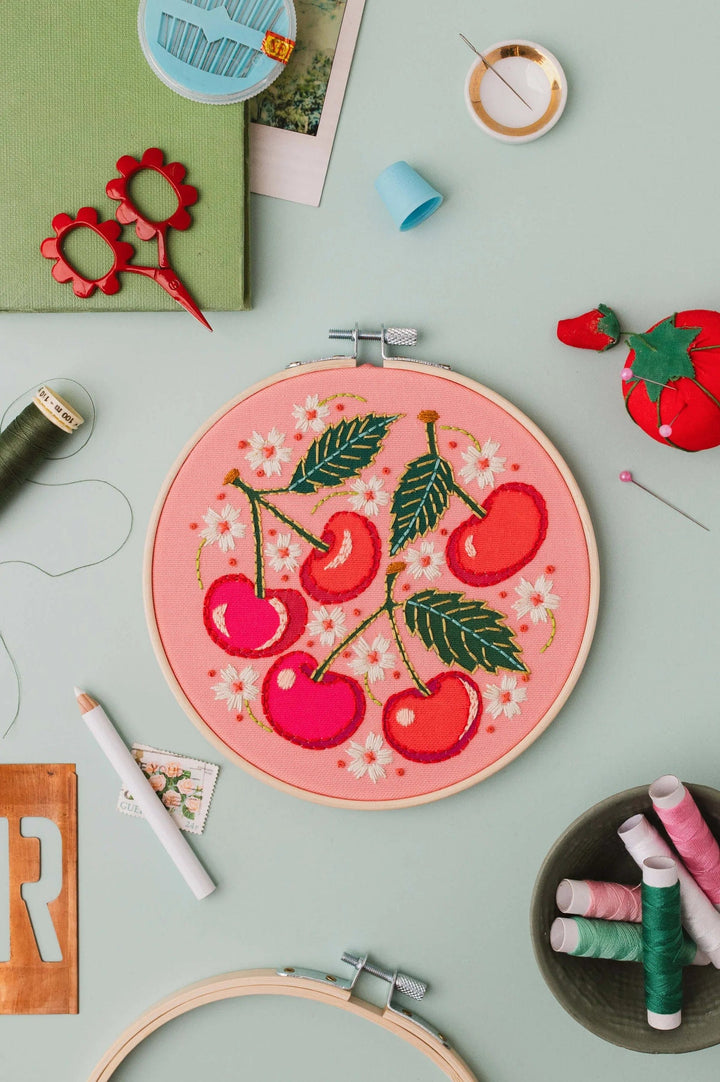 Default Cherries Embroidery Kits - Rikrack