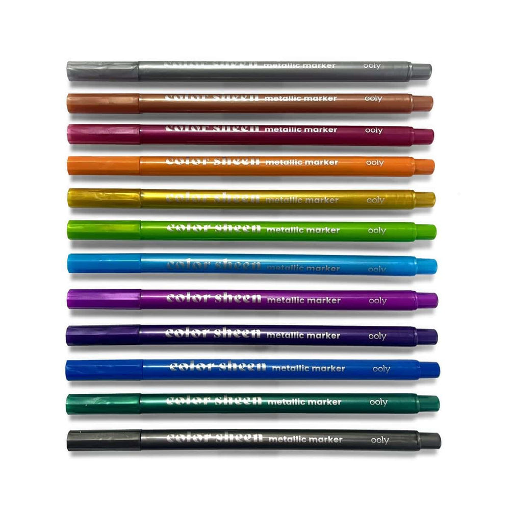 Default Color Sheen Felt Tip Markers - Metallic 12 pack - by Ooly