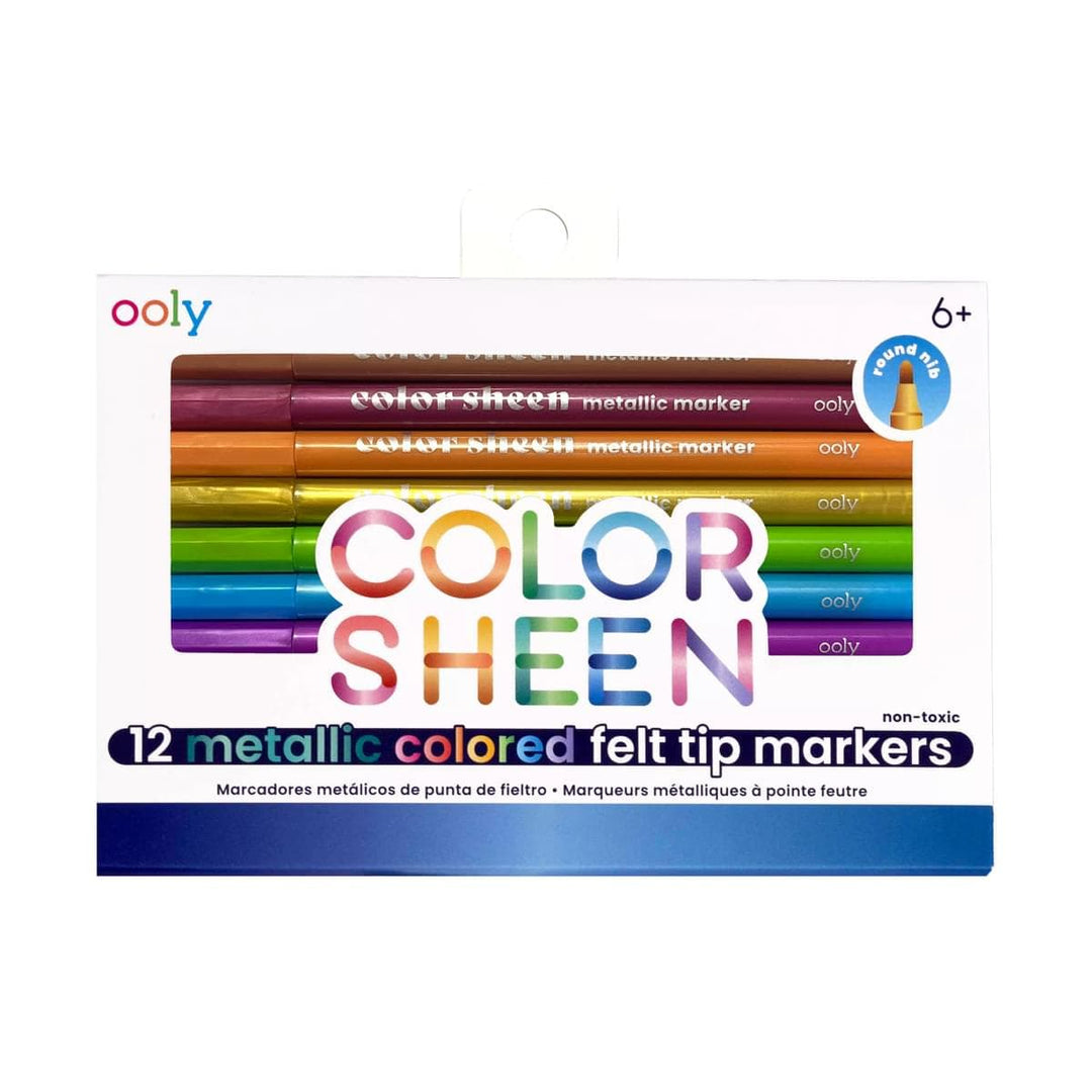 Default Color Sheen Felt Tip Markers - Metallic 12 pack - by Ooly