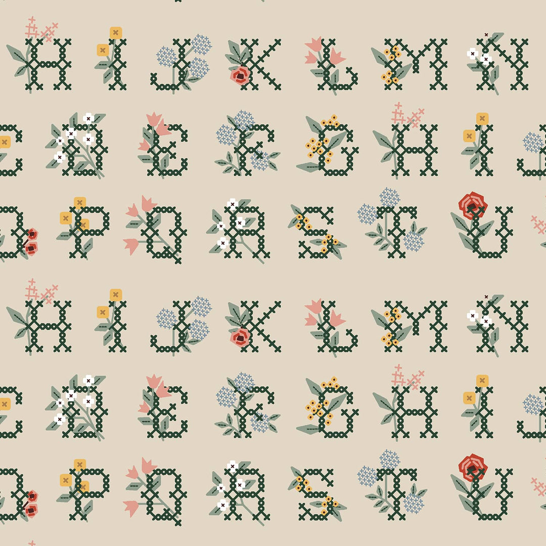 Default Cross Stitch Letters in Linen CANVAS - Home Sweet Home - Rifle Paper Co.