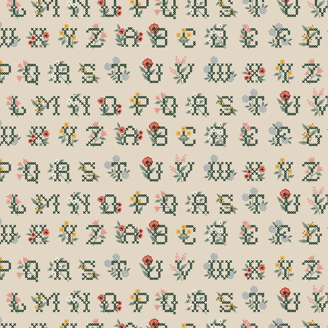 Default Cross Stitch Letters in Linen - Home Sweet Home - Rifle Paper Co.
