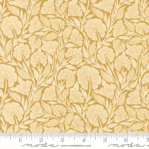 Curved Floral in Gold - Flower Press - MODA