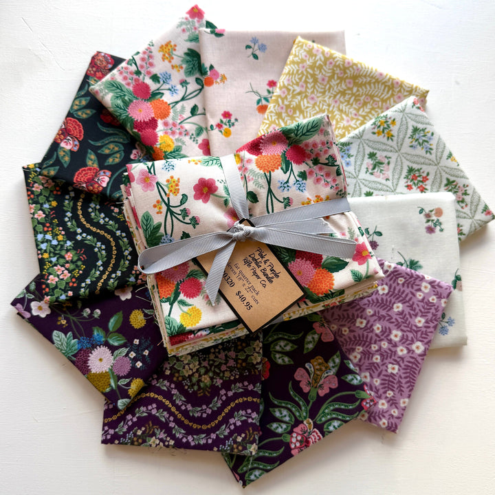 Default Dahlia Fat Quarter Bundle in Pink & Purple - 11 FQs - Rifle Paper Co.