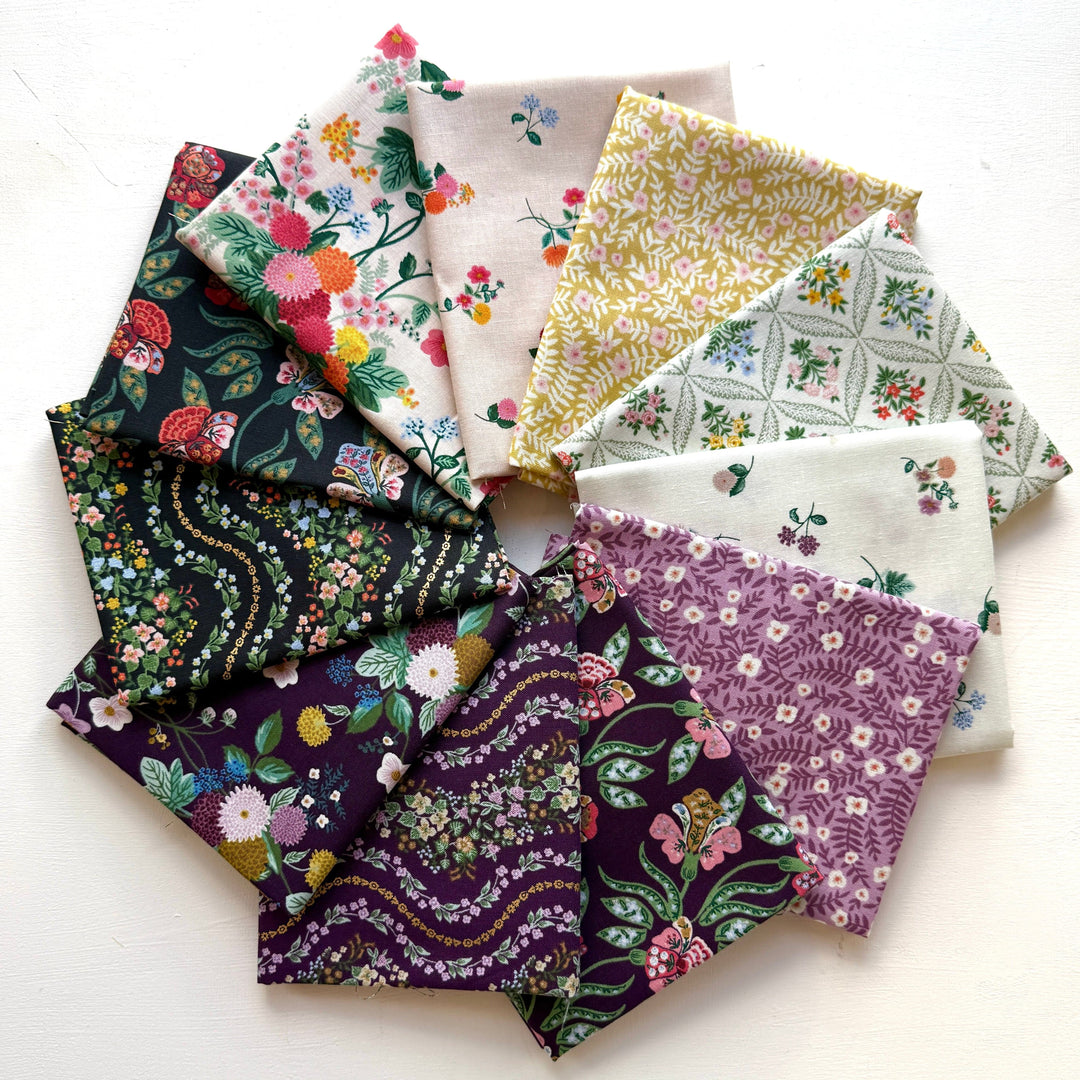 Default Dahlia Fat Quarter Bundle in Pink & Purple - 11 FQs - Rifle Paper Co.