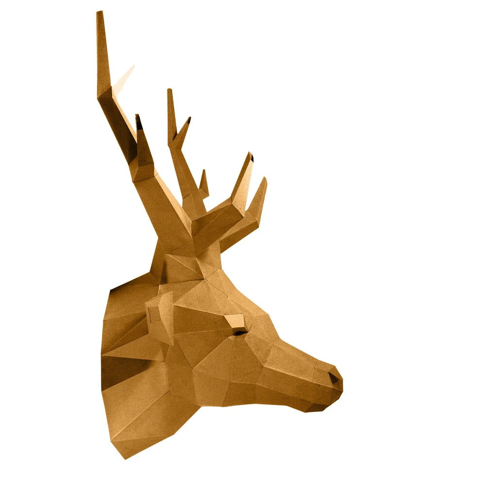 Default Deer Head in Gold - Papercraft World Wall Art Kit