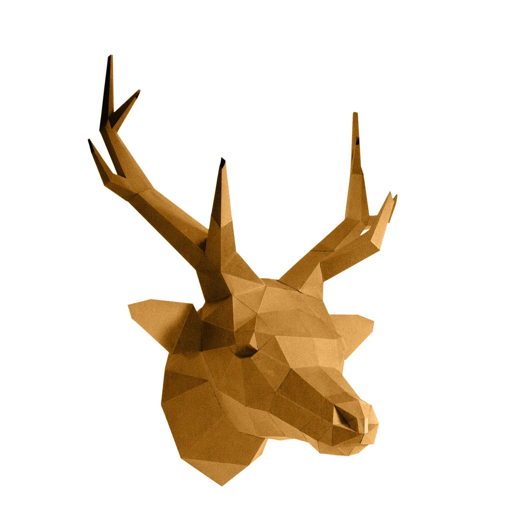 Default Deer Head in Gold - Papercraft World Wall Art Kit