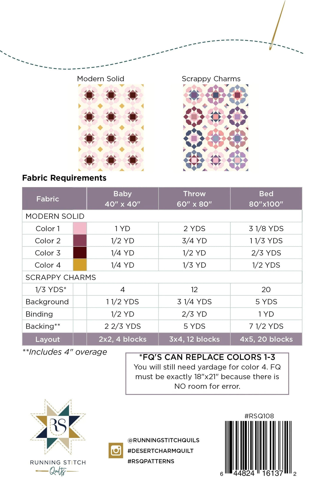 Desert Charm Quilt Pattern - Running Stitch Quilts