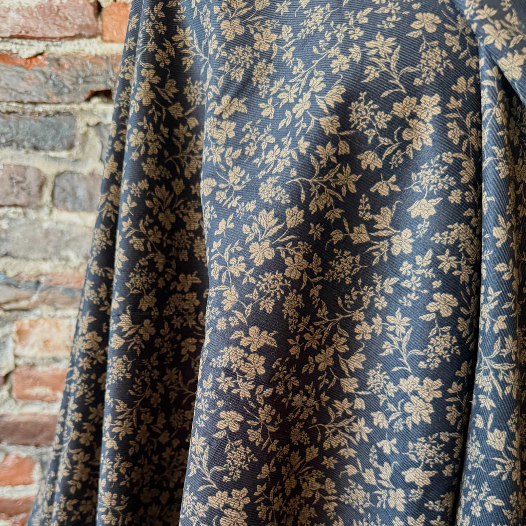 Default English Garden in Midnight - Japanses Pinwale Corduroy