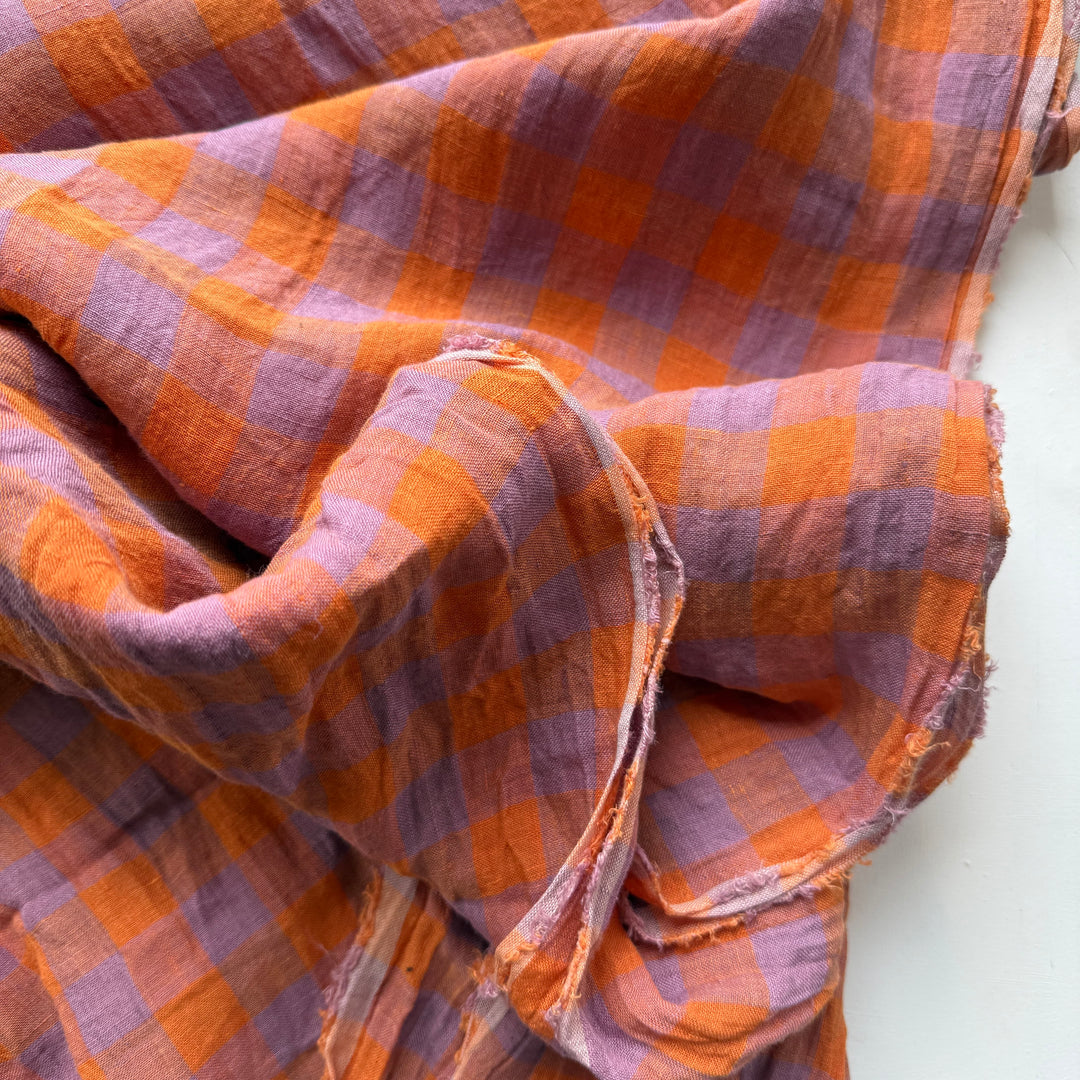 Default Feria - Sunrise Gingham - 100% Linen Yarn Dyed