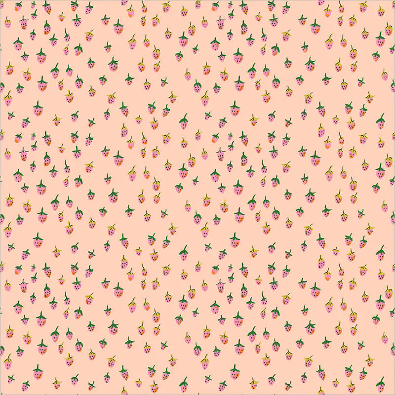 Default Field Strawberries in Blush - Heather Ross Favorites