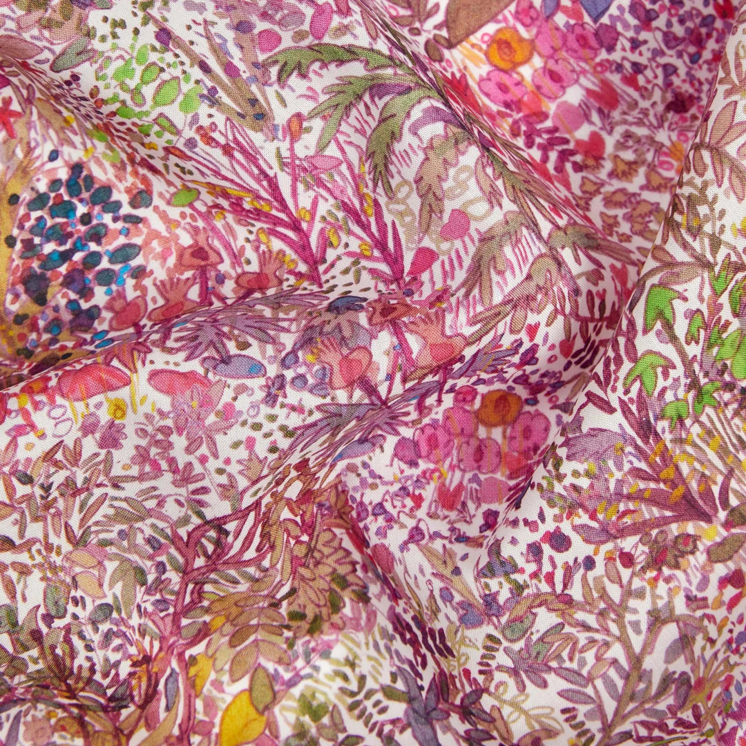 Default Fields of Eden in Pink - Organic Liberty Tana Lawn Yardage