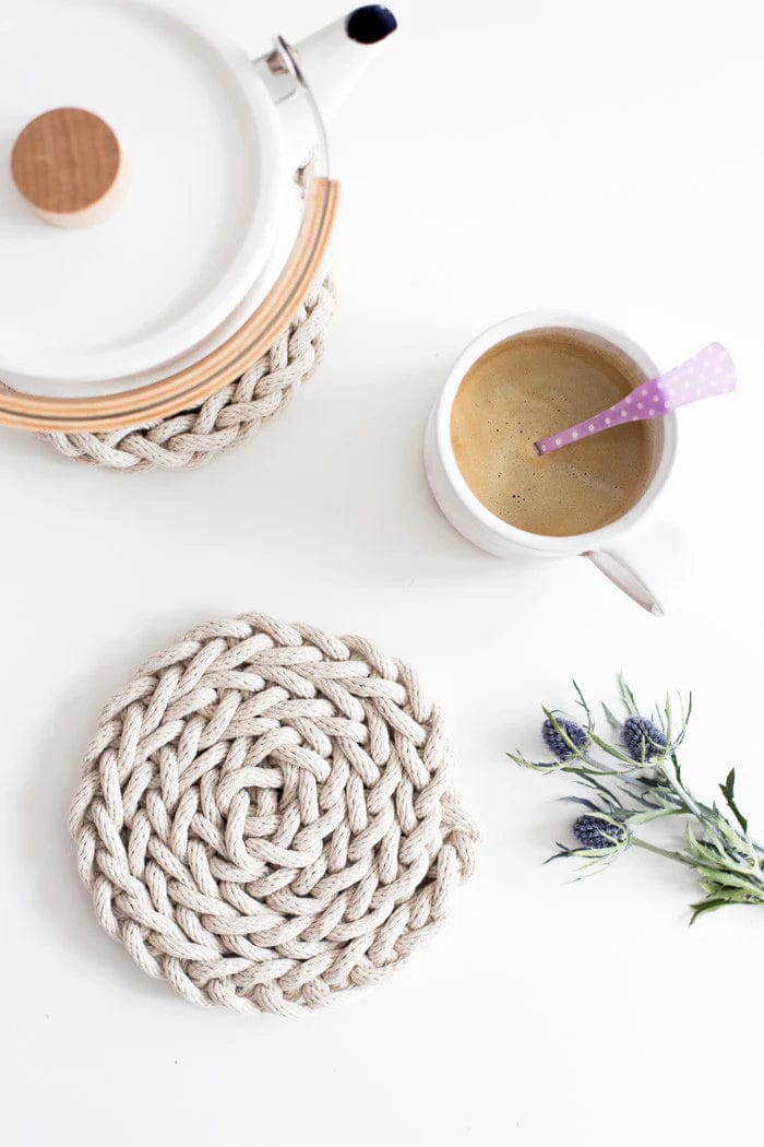 Default Finger Knit Trivet Kit in PARCHMENT - Flax & Twine