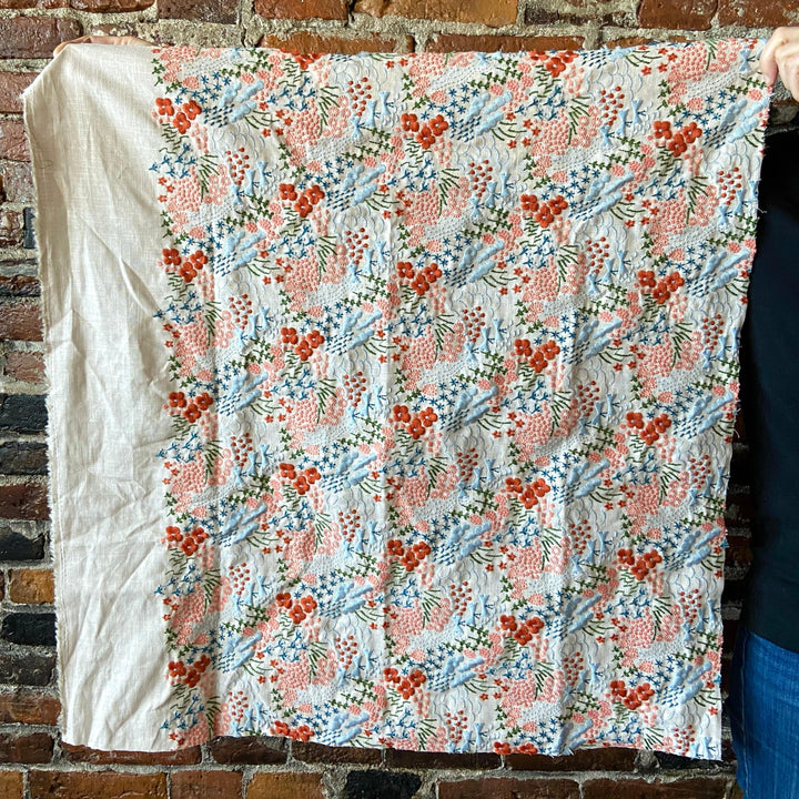 Default Floral Fields Embroidered in Cream - Project Cut - 27" x 27"