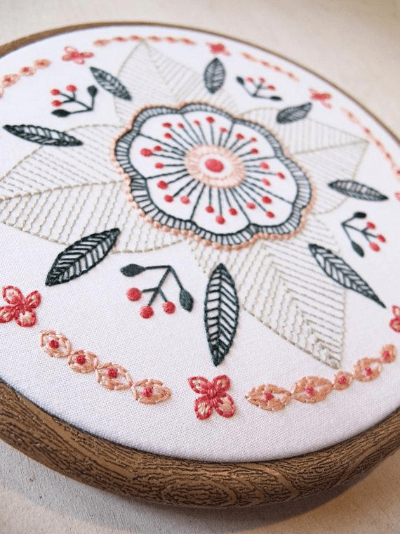 Floral Mandala Embroidery Kit - Cozyblue Handmade