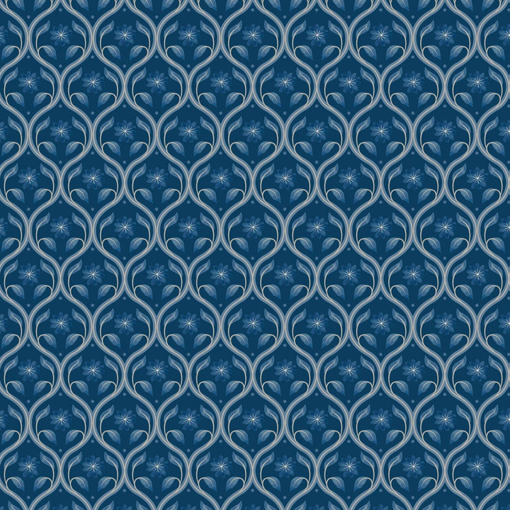 Floral Trellis in Dark Blue - Brensham - Lewis & Irene