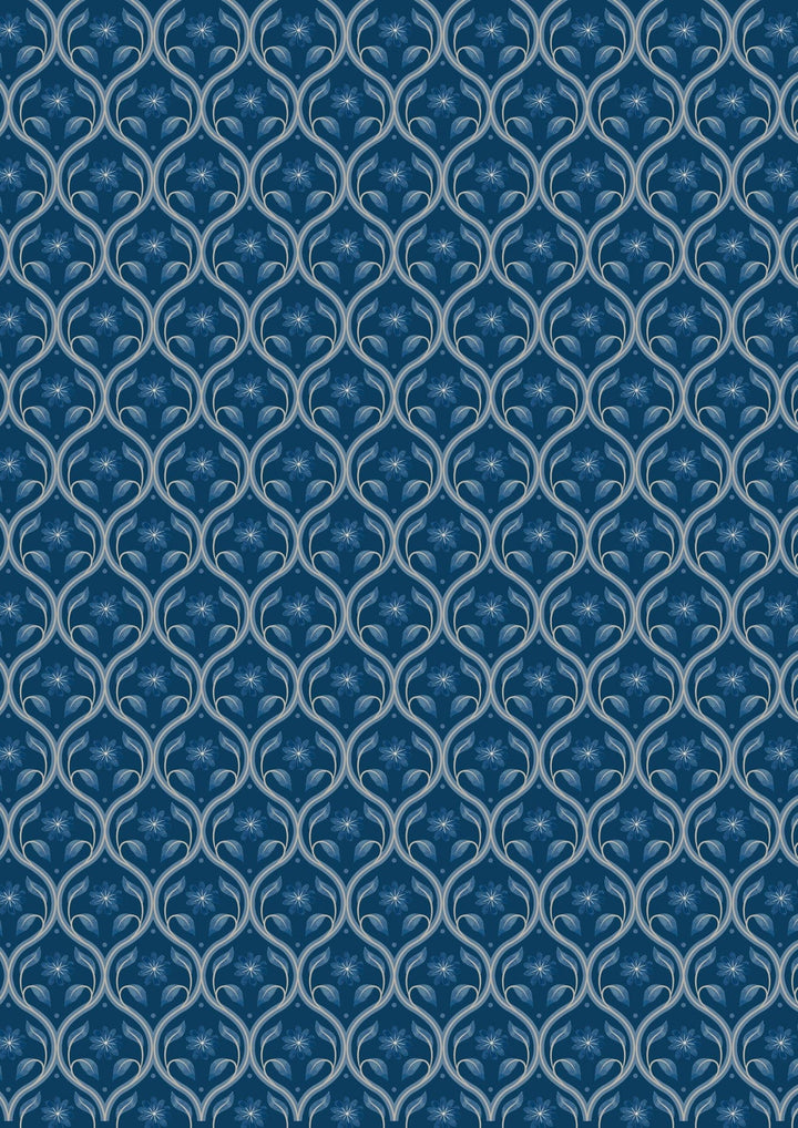 Floral Trellis in Dark Blue - Brensham - Lewis & Irene