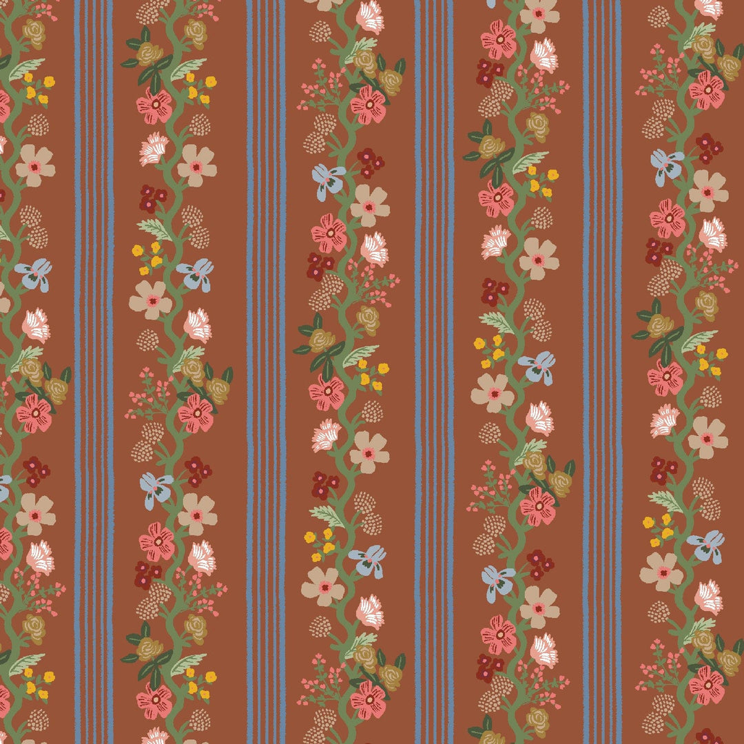 Default Floral Trellis Stripe in Clay - Gracie - Rifle Paper Co.