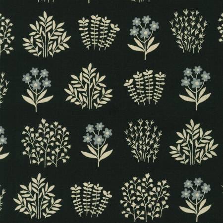 Flowers in Black - Cotton Flax Prints