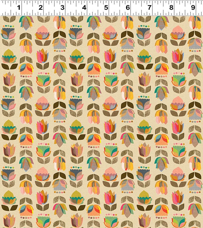 Default Flowers in Multi - Mid Century Modern - Clothworks