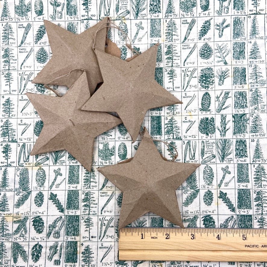 Default Four Paper Mache FLAT Star Ornaments 4.5" - Online sales only