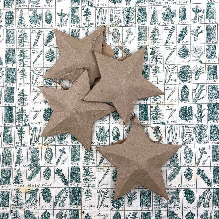 Default Four Paper Mache FLAT Star Ornaments 4.5" - Online sales only