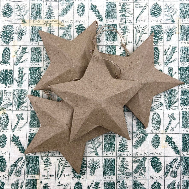 Default Four Paper Mache FLAT Star Ornaments 4.5" - Online sales only