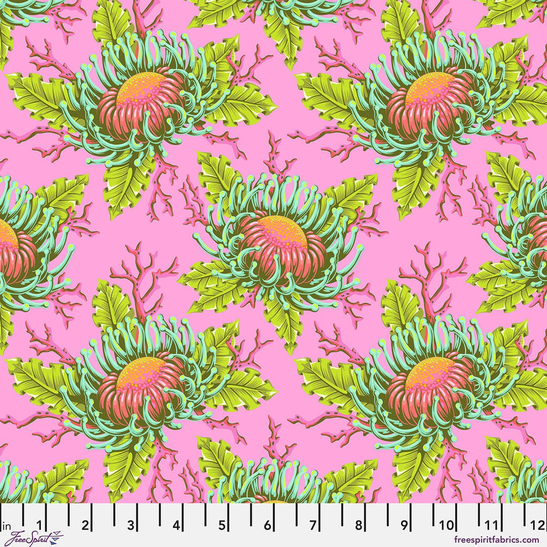 Default Friends & Anemones in Coralline - Floral Reef - Tula Pink