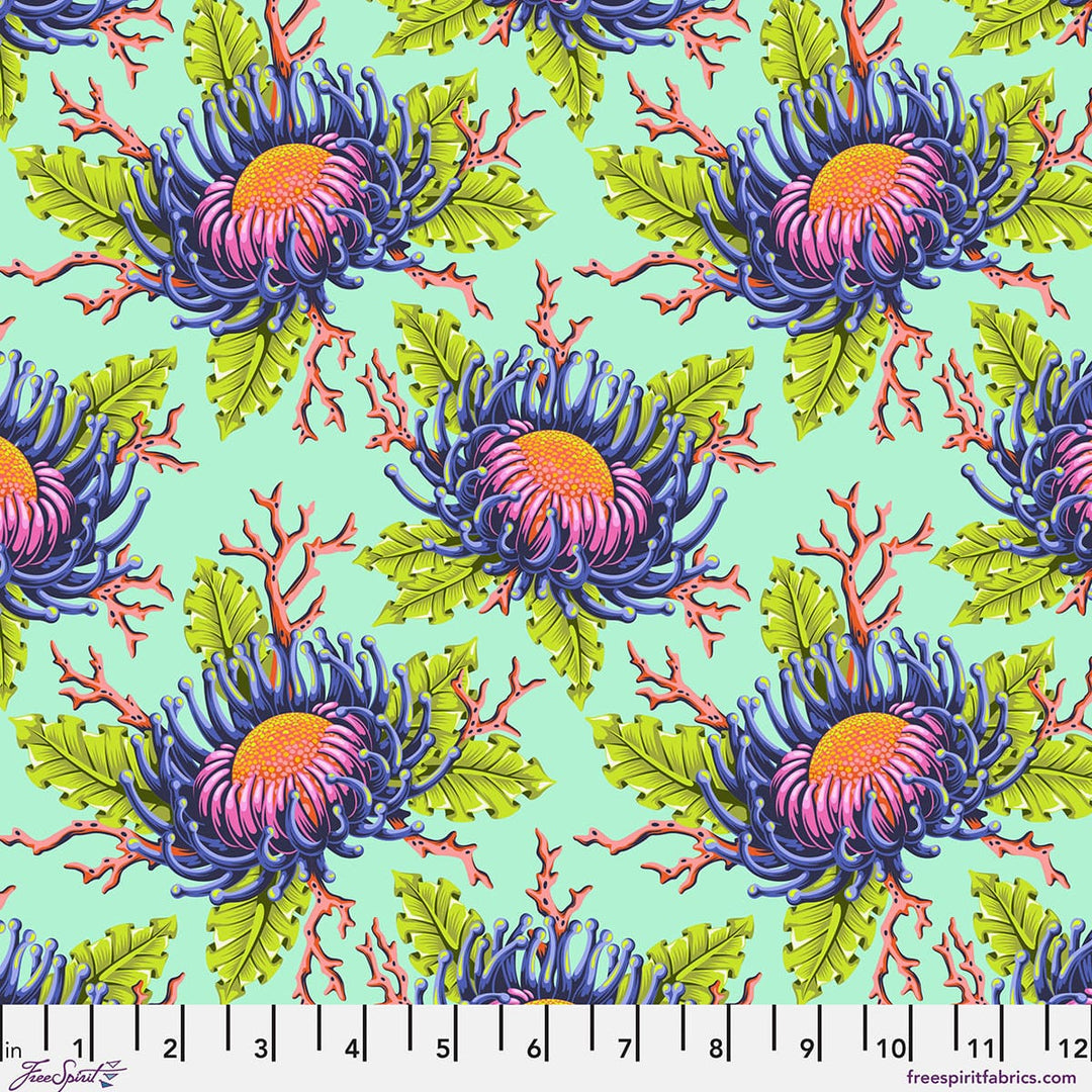 Default Friends & Anemones in Seafoam - Floral Reef - Tula Pink