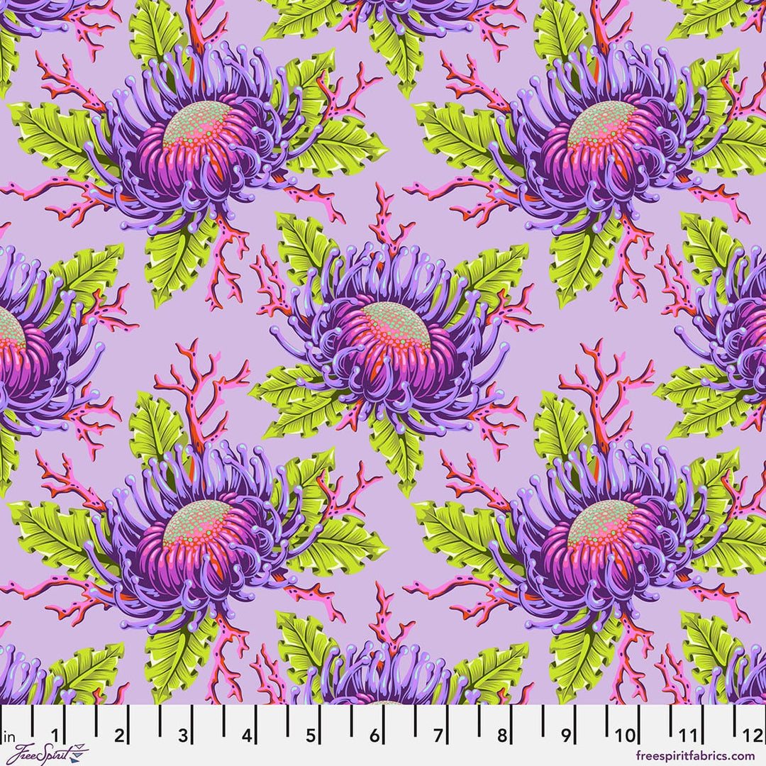 Default Friends & Anemones in Ultraviolet - Floral Reef - Tula Pink