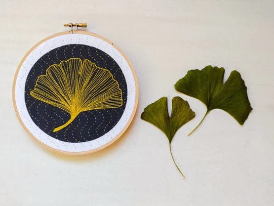 Gingko Embroidery Kit - Cozyblue Handmade