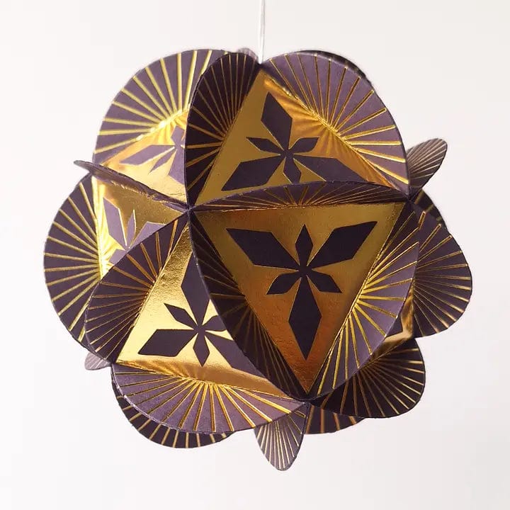 Default Globe Ornament Kit - 20 Sided Icosahedron in Prism Design - Gold on Purple