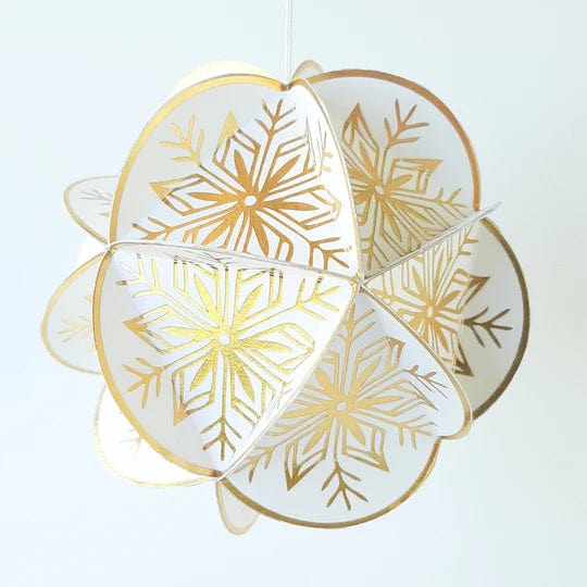 Default Globe Ornament Kit - 20 Sided Icosahedron in Snowflake Design - Gold on White