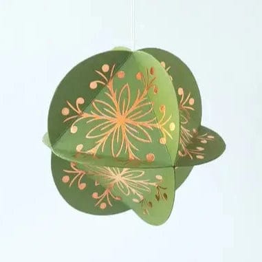 Default Globe Ornament Kit - 8 Sided Octahedron in Leafy Design - Copper on Green