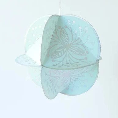 Default Globe Ornament Kit - 8 Sided Octahedron in Leafy Design - Holographic on Light Blue