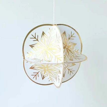 Default Globe Ornament Kit - 8 Sided Octahedron in Snowflake Design - Gold on White