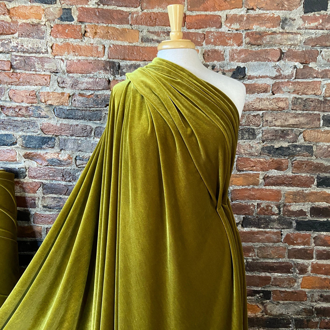 Stretch Knit Velvet in Golden Green Fiddlehead Artisan Supply Stretch Knit Velvet in Golden Green Fiddlehead Artisan Supply