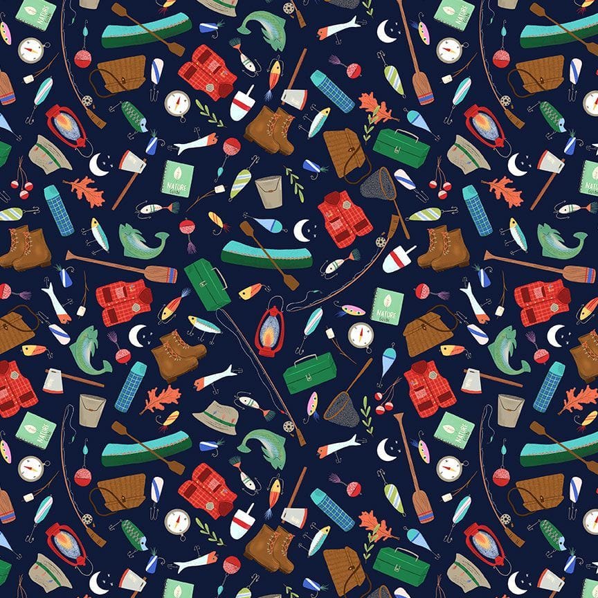 Default Gone Fishing Gears in Navy - Lake Life