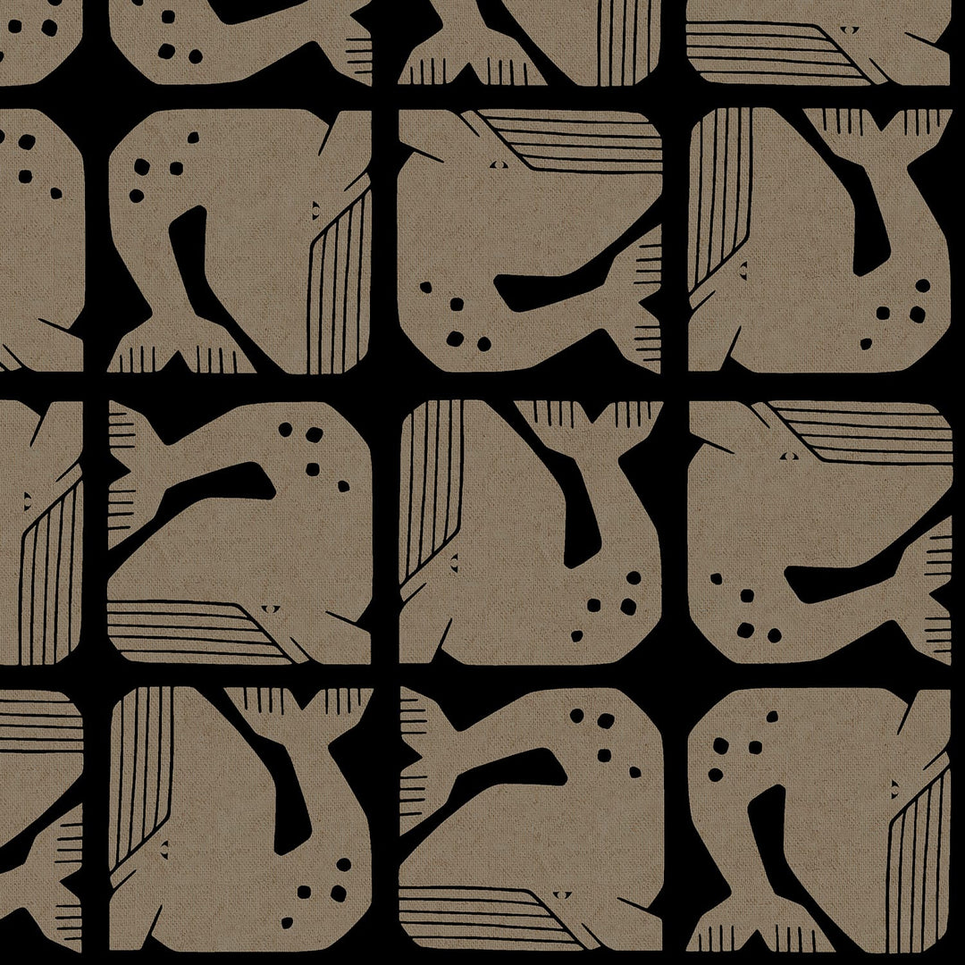 Default Grumpy Whale in Black Unbleached CANVAS - By the Seaside II - Loes Van Oosten