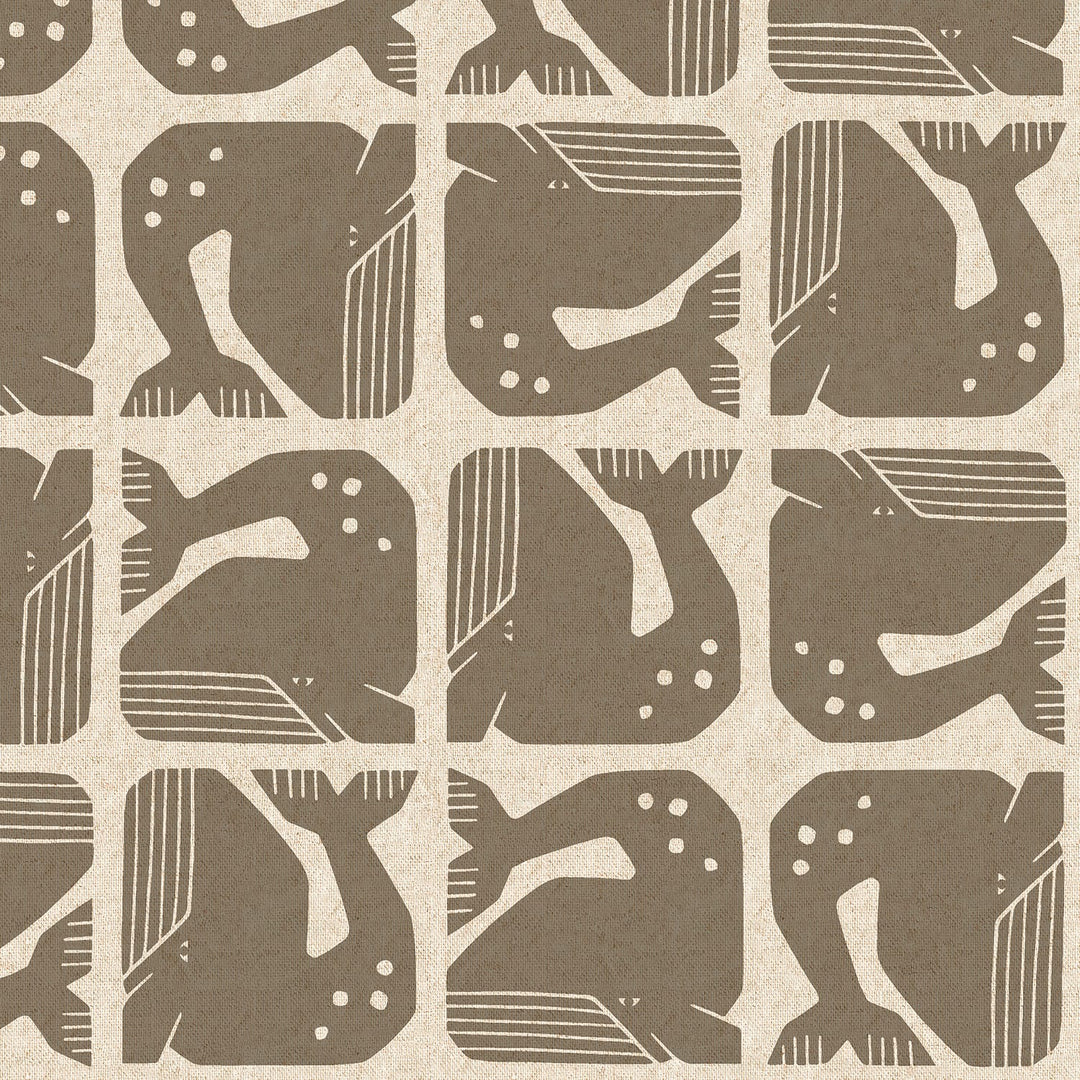 Default Grumpy Whale in Dark Gray Unbleached CANVAS - By the Seaside II - Loes Van Oosten
