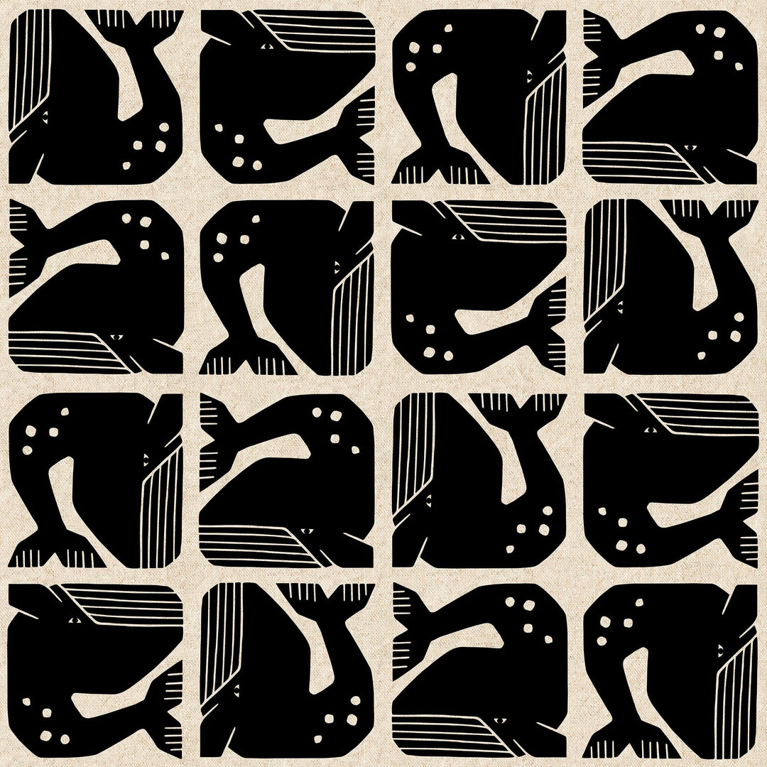 Default Grumpy Whale in Night Sky Unbleached CANVAS - By the Seaside II - Loes Van Oosten