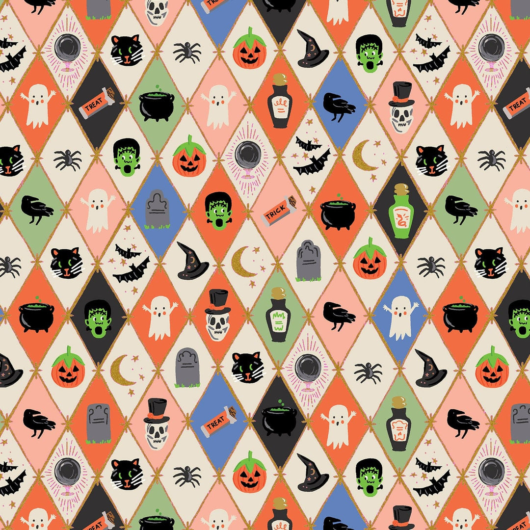 Default Halloween Argyle in Multi & Metallic Gold - Halloween - Rifle Paper Co.