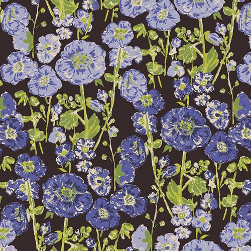 Default Hollyhocks in Bloom in Periwinkle - My Mother's Daughter - Bari J.