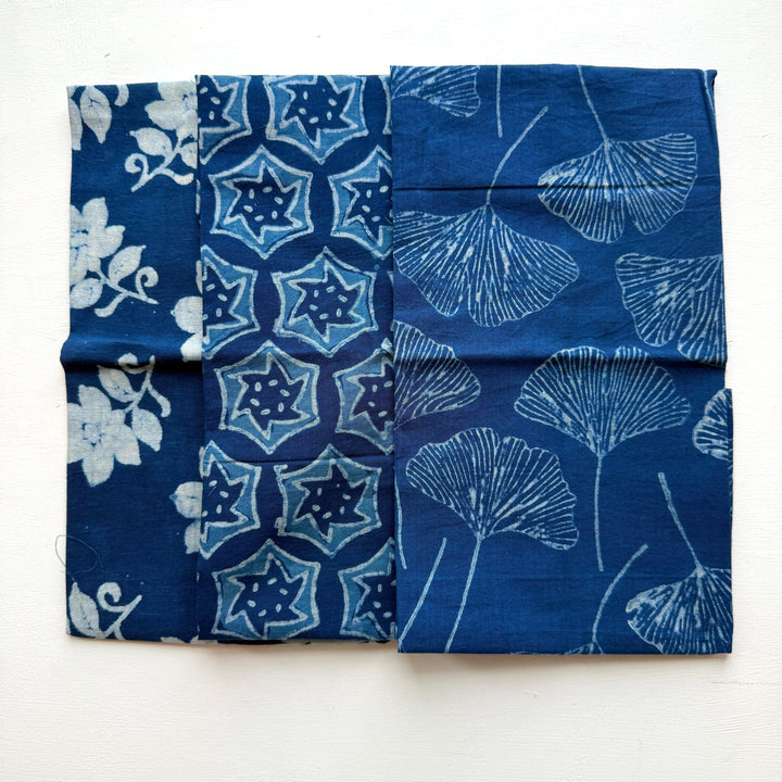 Default Indigo Block Print Bundle, 10 FQs - Indian Cotton