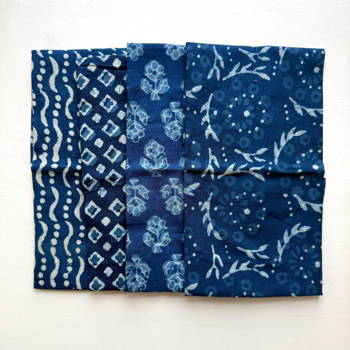 Default Indigo Block Print Bundle, 10 FQs - Indian Cotton