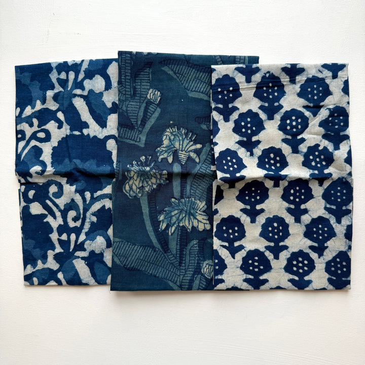 Default Indigo Block Print Bundle, 10 FQs - Indian Cotton