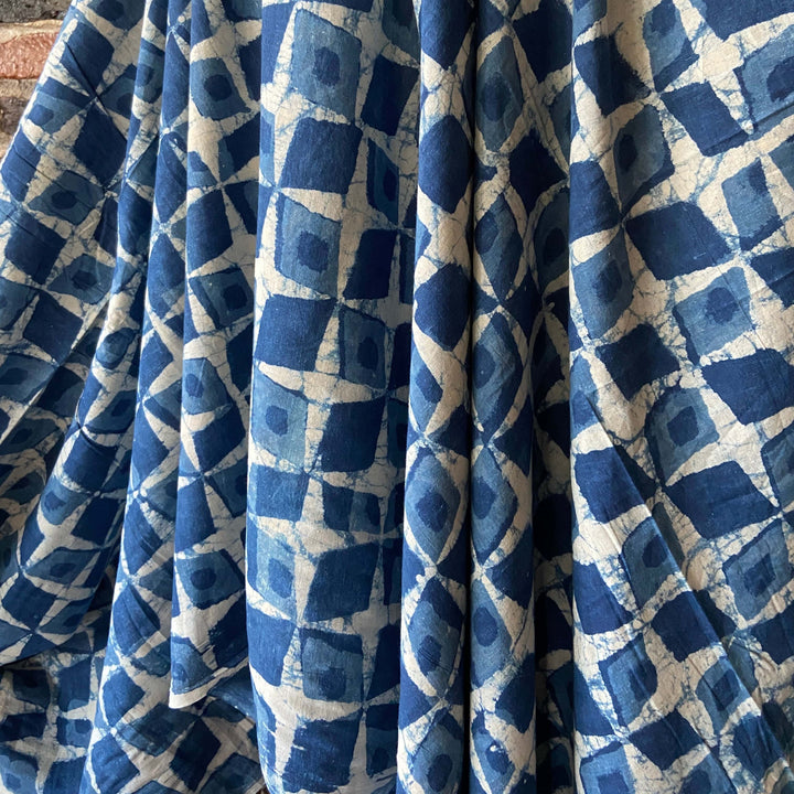 Default Indigo Block Print - Diamond Pinwheels