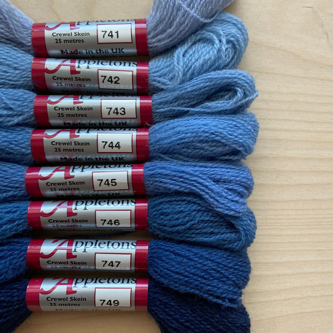Individual Appleton Crewel Wool Skeins from the Bright China Blue Colorway
